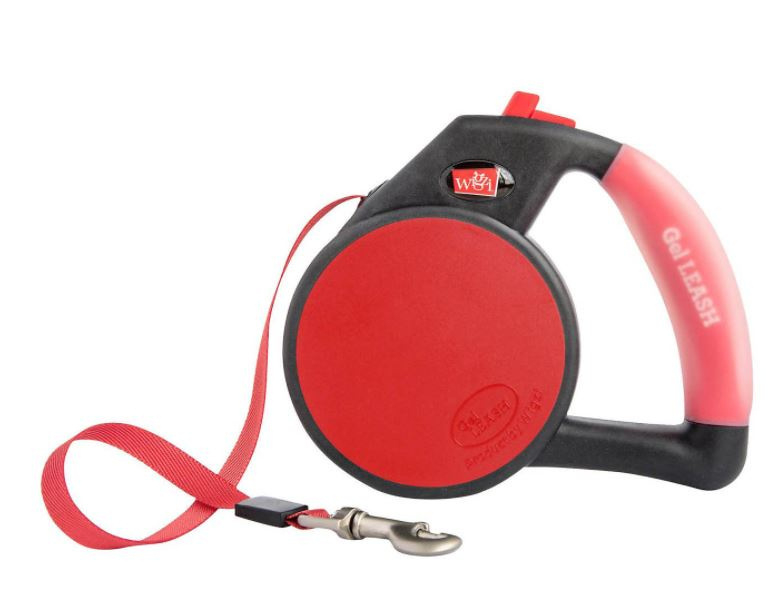 Wigzi Gel Handle Reflective Tape Red Retractable Dog Leash - Large Image