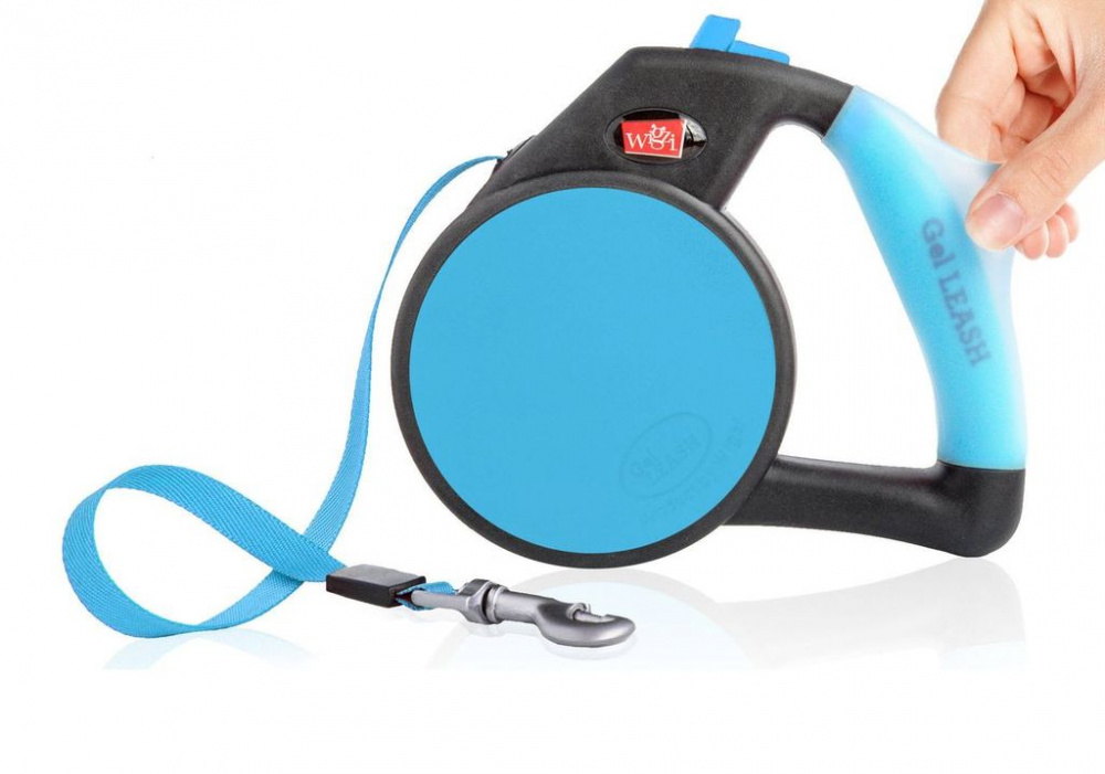 Wigzi Gel Handle Blue Retractable Dog Leash - Medium Image