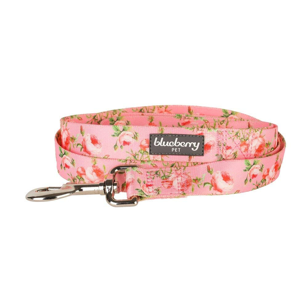 Blueberry Pet Durable Scent Inspired Floral Rose Baby Pink Dog Leash - Length 5', Width 3/8