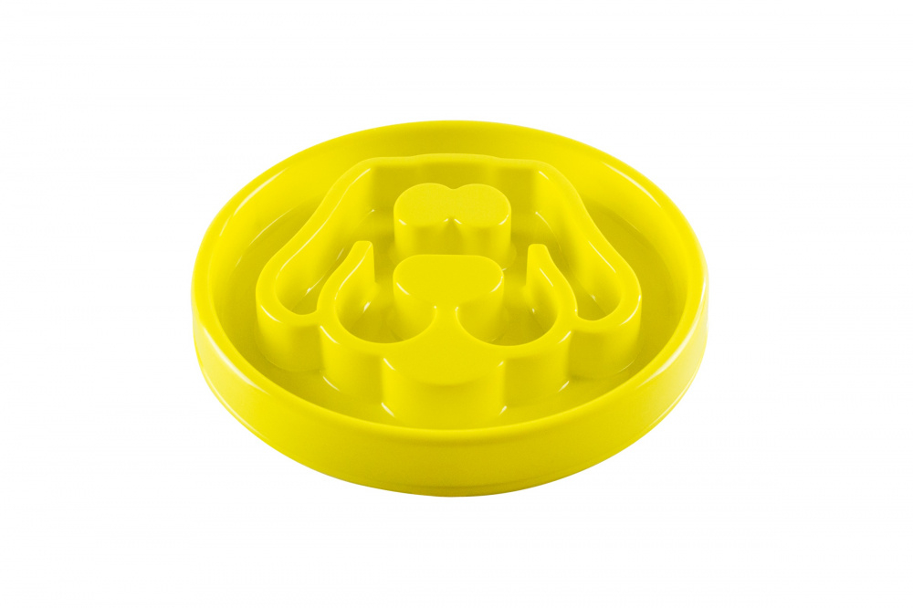 BeOneBreed Yellow Slow Feeder Dog Food Bowl - Large Image
