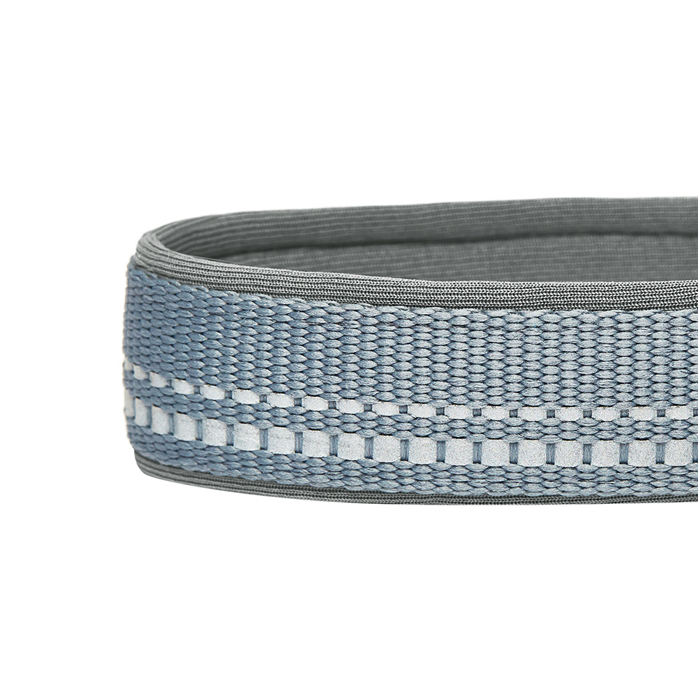 Blueberry Soft  Comfy 3M Reflective Gray Padded Dog Collar - Medium: Fits Neck 14.5