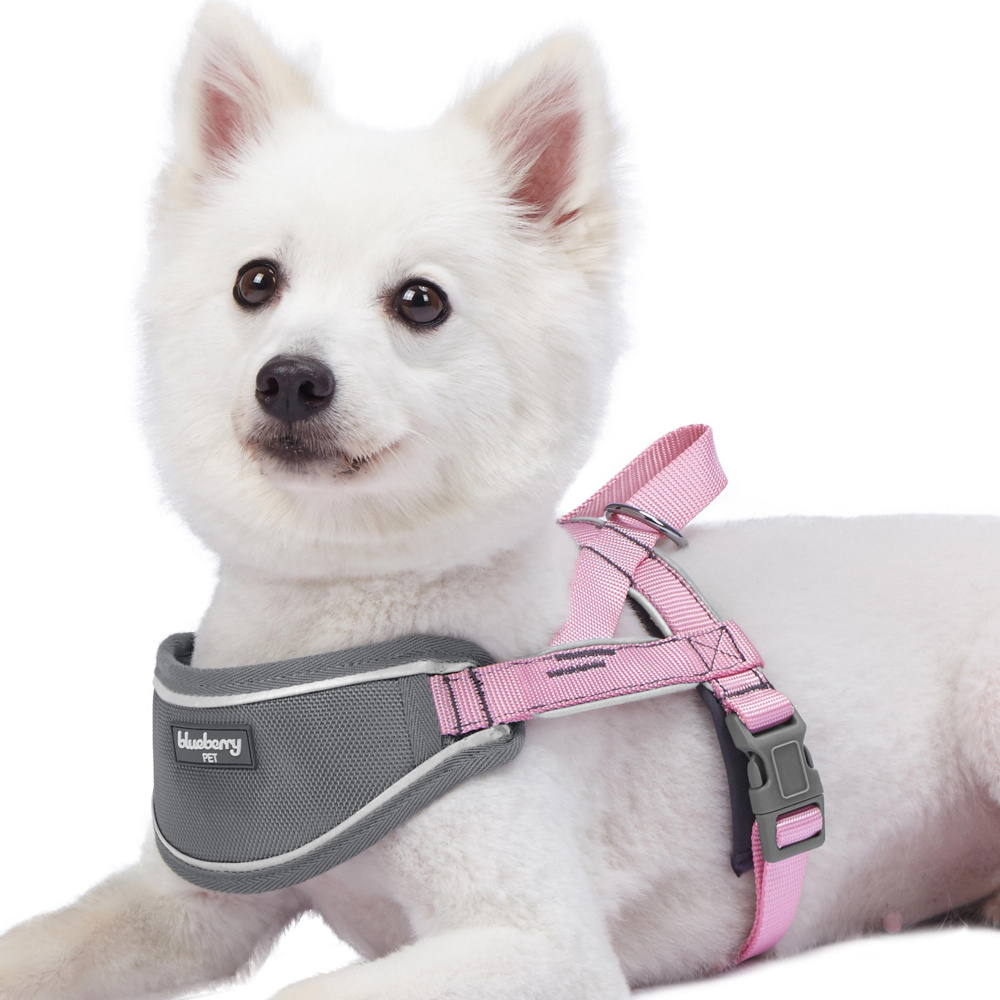 Blueberry Soft  Comfy 3M Reflective Strips Padded Pink Dog Harness Vest - Small: Fits Chest Girth 16.5