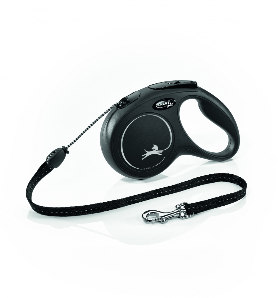 Flexi New Classic Cord Retractable Dog Leash, Black - Medium Image