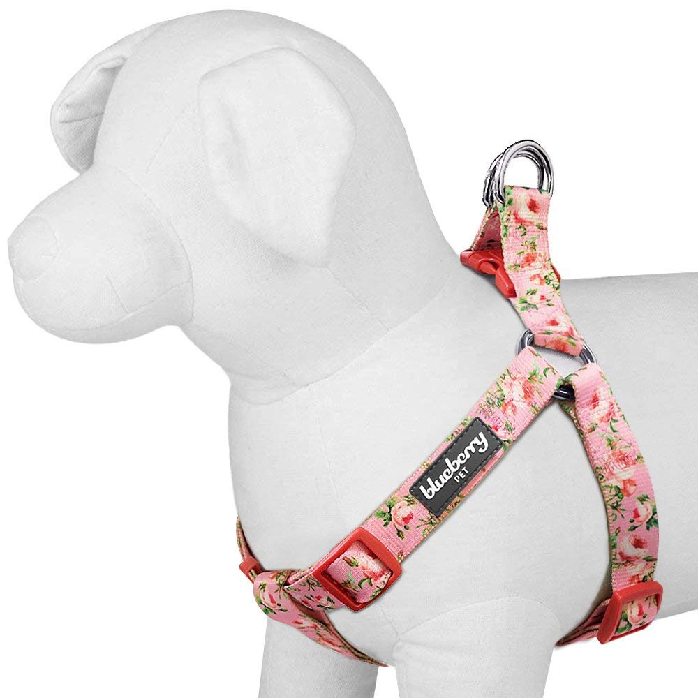 Blueberry Pet Step-in Spring Scent Inspired Floral Rose Baby Pink Adjustable Harness - Chest Girth 6.5-21.5