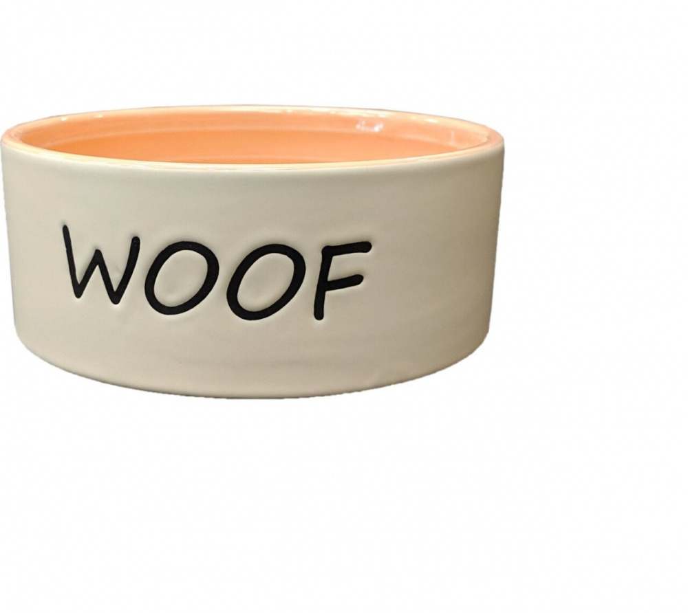 Ethical Pet Woof Dog Dish Coral - Dog Dish Round 7