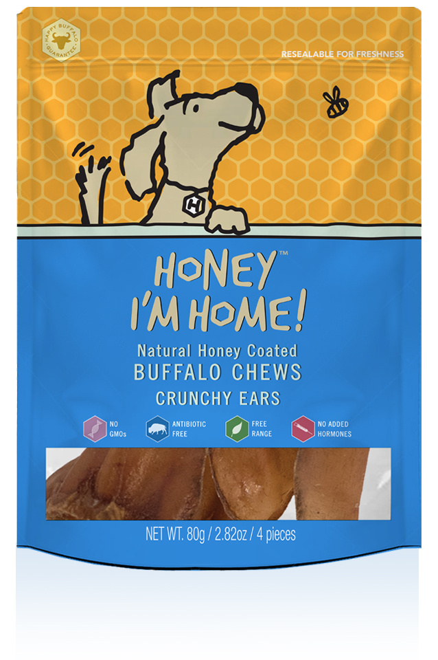 Honey I'm Home Natural Honey Coated Crunchy Ears Buffalo Dog Chews - 4-ct Image