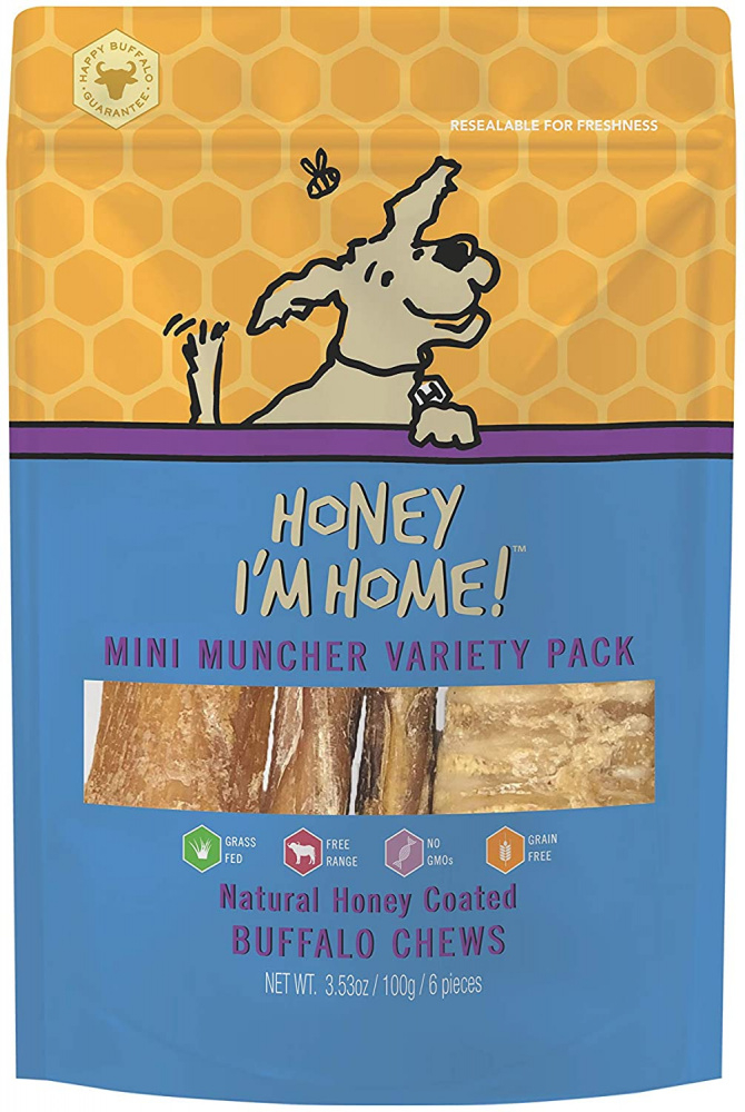 Honey I'm Home Natural Honey Coated Mini Muncher Variety Pack Buffalo Dog Chews - 5-ct Image