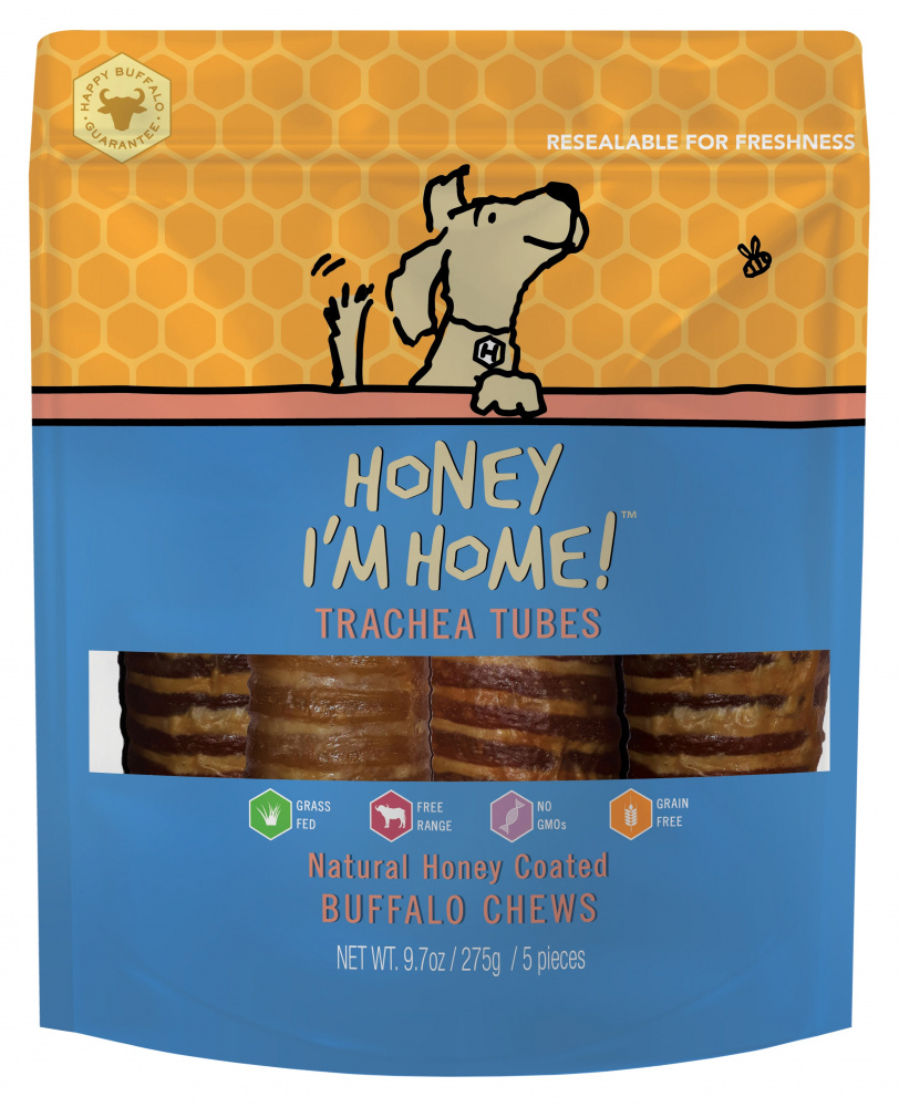 Honey I'm Home Natural Honey Coated Trachea Tubes Buffalo Dog Chews - 5-ct Image