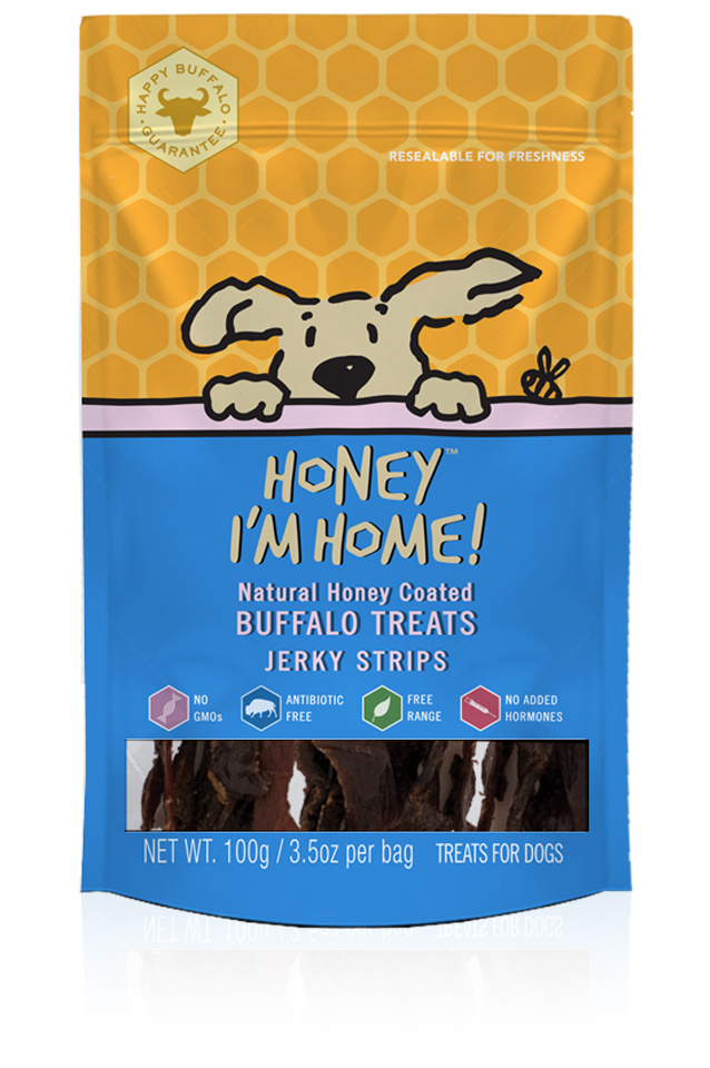 Honey I'm Home Natural Honey Coated Jerky Strips Buffalo Dog Treats - 3.5 oz Image