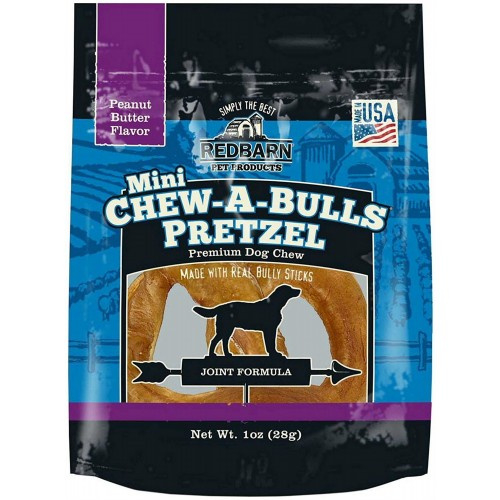 Redbarn Chew-A-Bulls Peanut Butter Mini Pretzel Dog Treat - Mini Peanut Butter Pretzel Treats 1  oz Image