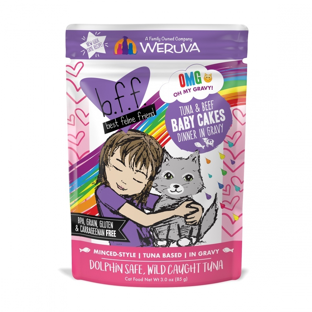 Weruva BFF Tuna Beef Baby Cakes Recipe Pouches Wet Cat Food