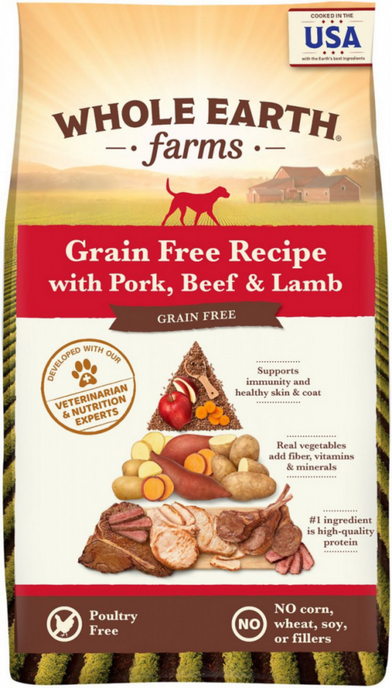 Whole Earth Farms Grain Free Recipe with Pork Beef and Lamb Dry